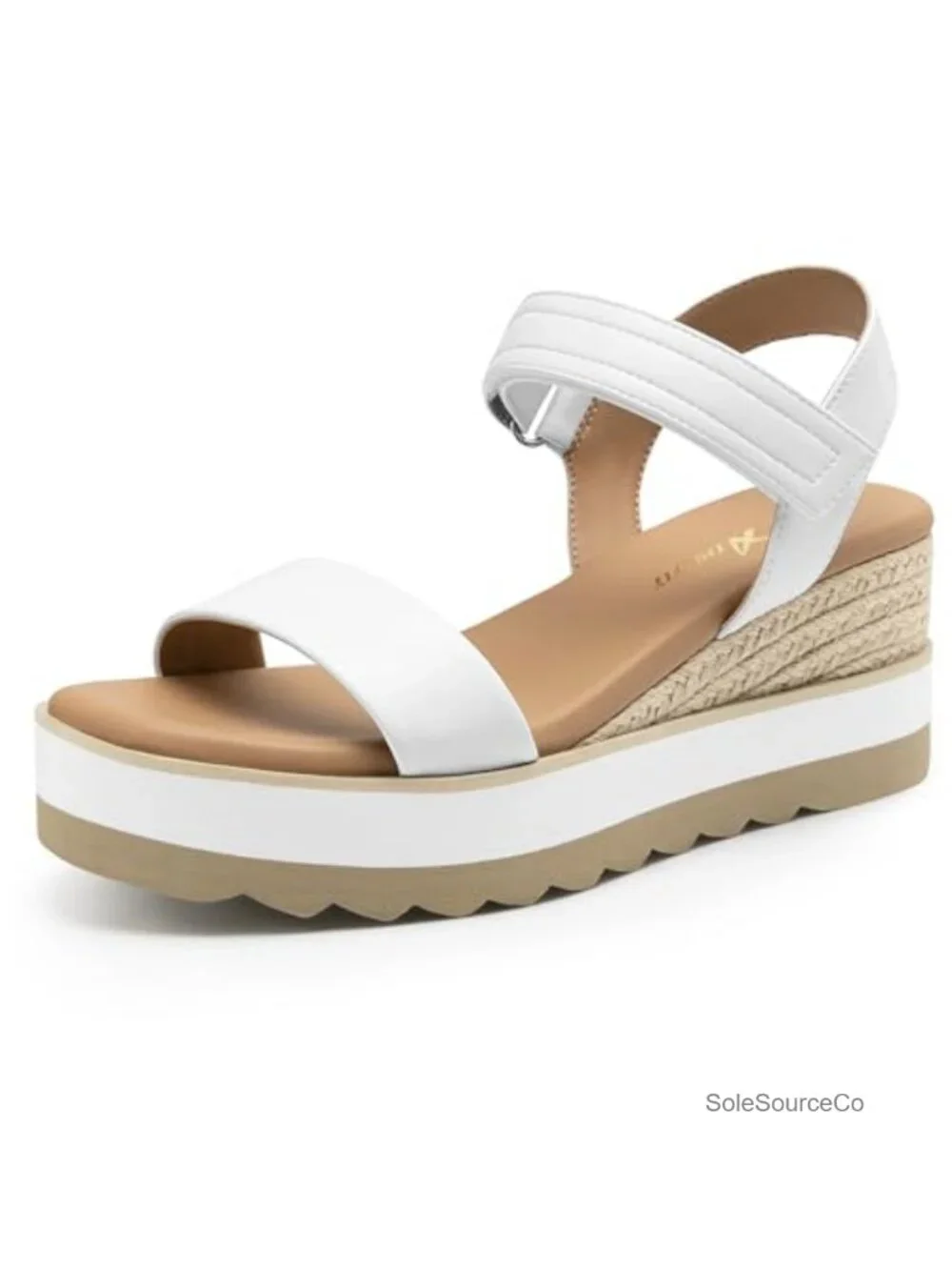 Women's Espadrille Wedge Sandals with Adjustable Strap, Cushioned Footbed, PU